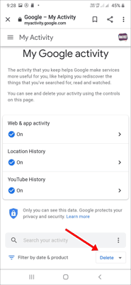 Google Search History डिलीट