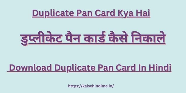 Download Duplicate Pan Card In Hindi
